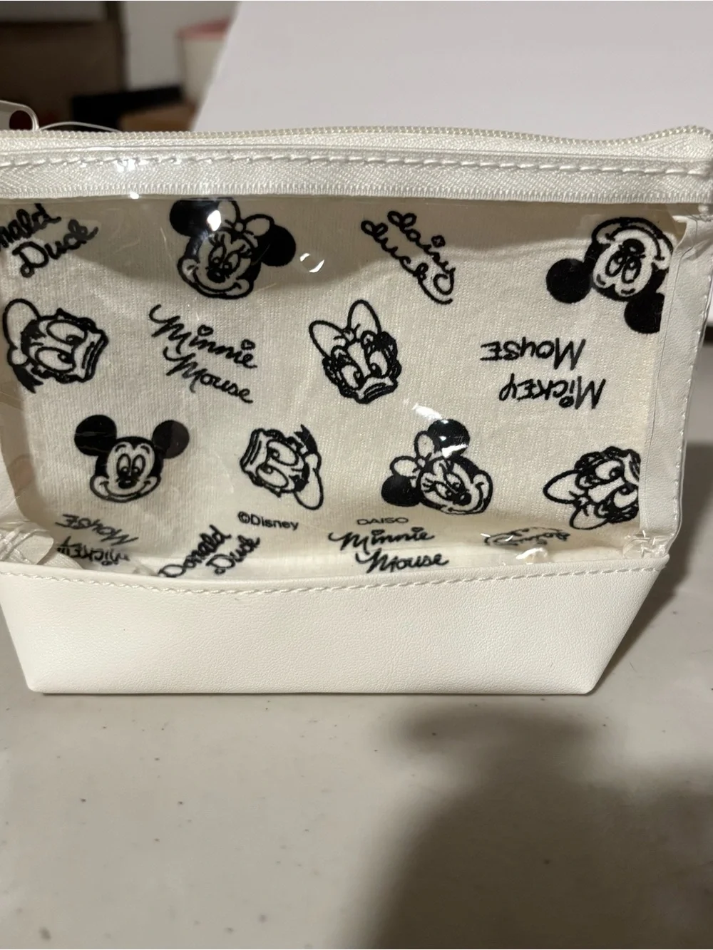 Disney White and Clear Minnie & Mickey Kids Cosmetic Pouch new